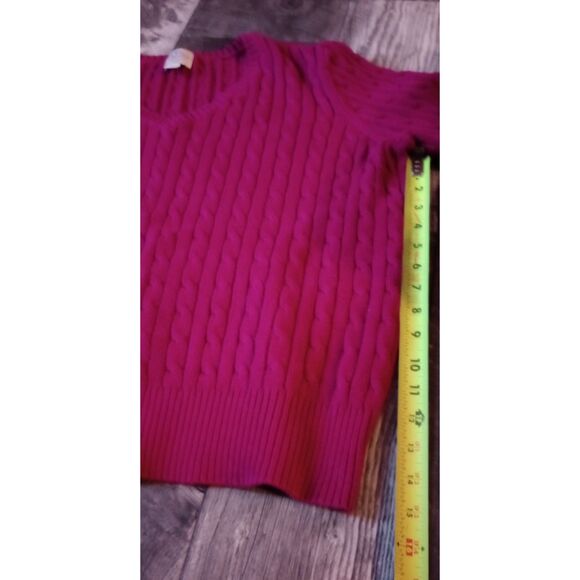 St. John's Bay Women's Size 1X Wine Cable Knit V-Neck Sweater - Picture 3 of 7